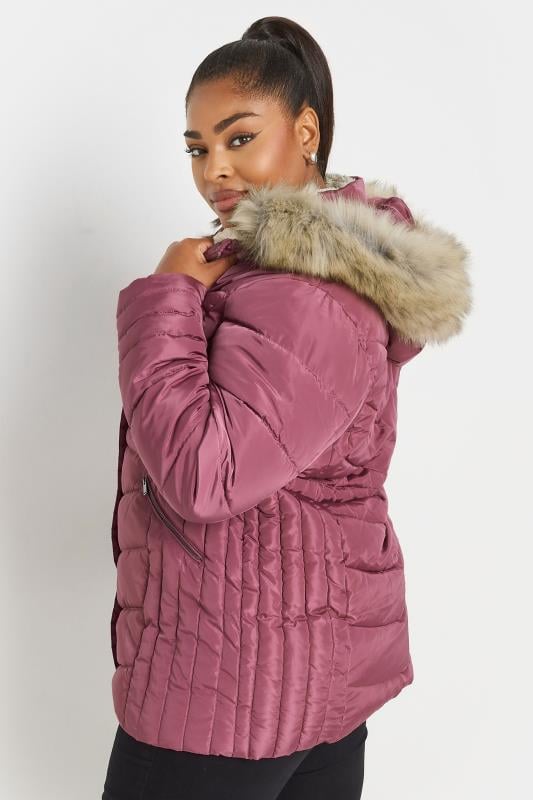 YOURS Plus Size Pink Padded Coat | Yours Clothing 3