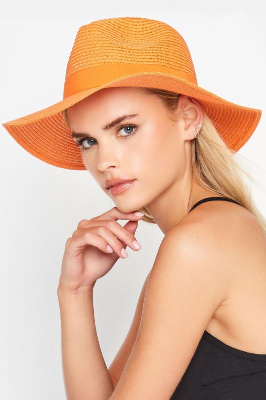 Plus Size  Yours Orange Straw Fedora Hat