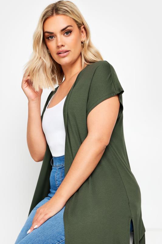 YOURS Plus Size Khaki Green Short Sleeve Cardigan | Yours Clothing 4
