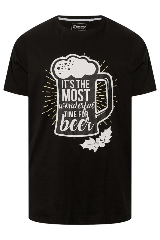 KAM Big & Tall Black Beer Print T-Shirt 3