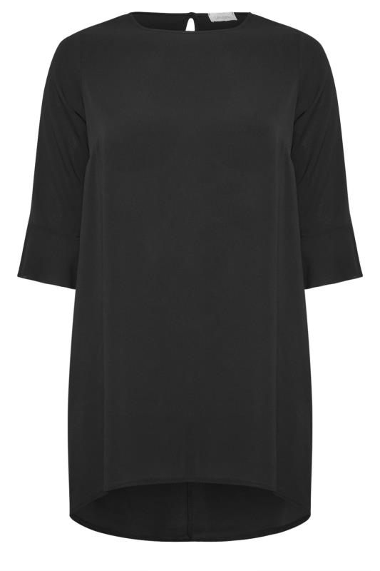 YOURS LONDON Plus Size Black Flute Sleeve Tunic | Yours Clothing 2