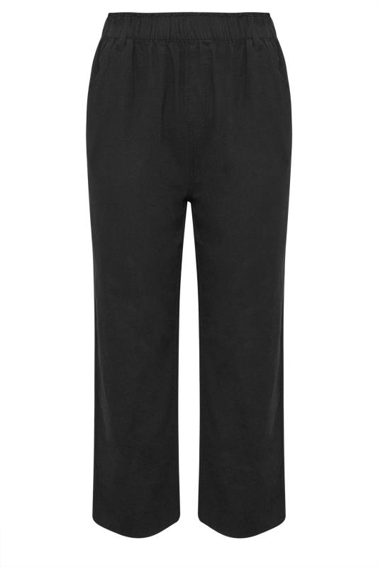 YOURS Plus Size Black Cool Cotton Wide Leg Trousers | Yours Clothing 5