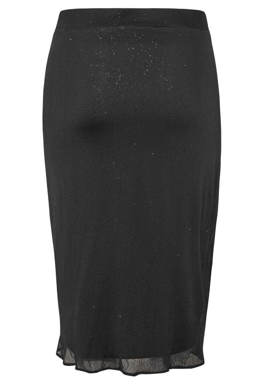 YOURS LONDON Plus Size Black Glitter Bodycon Ruched Skirt | Yours Clothing 6