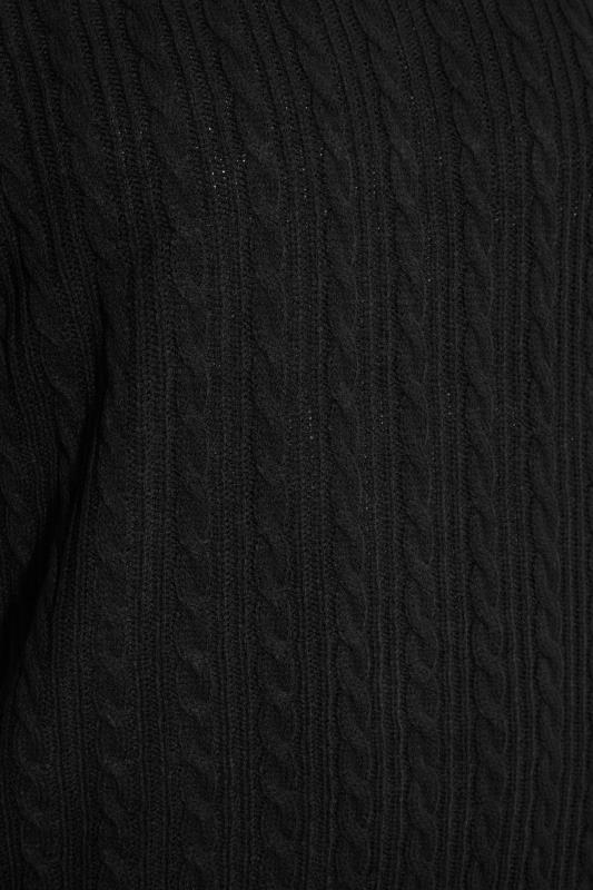 BadRhino Big & Tall Black Essential Cable Knitted Jumper 2
