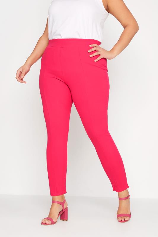 Curve Hot Pink Tapered Trousers 1