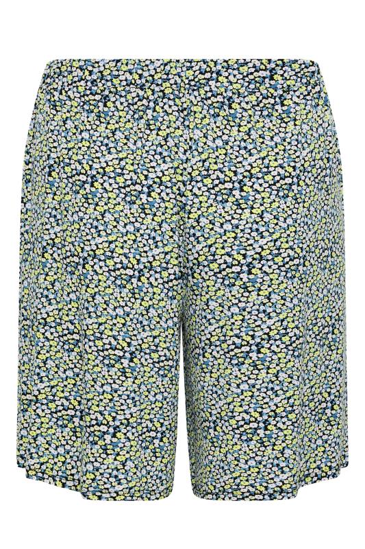 Curve Green Floral Pocket Jersey Shorts 6