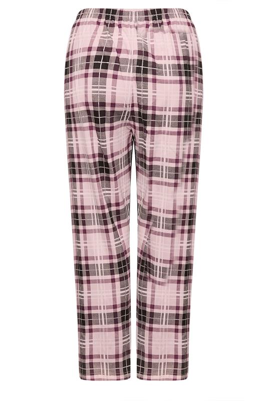 Plus Size Pink Check Wide Leg Pyjama Bottoms | Yours Clothing 7