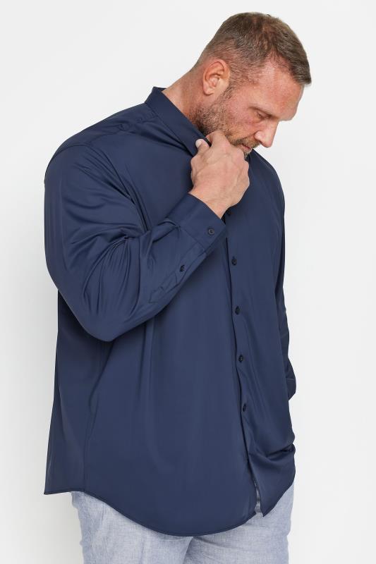  Grande Taille Jack & Jones Big & Tall Blue Long Sleeve Stretch Shirt