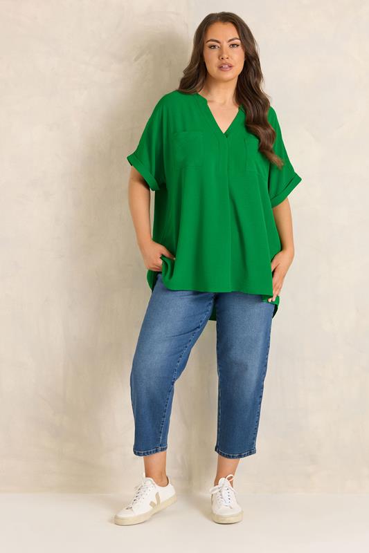 EVANS Plus Size Green Short Sleeve Utility Blouse | Evans  1