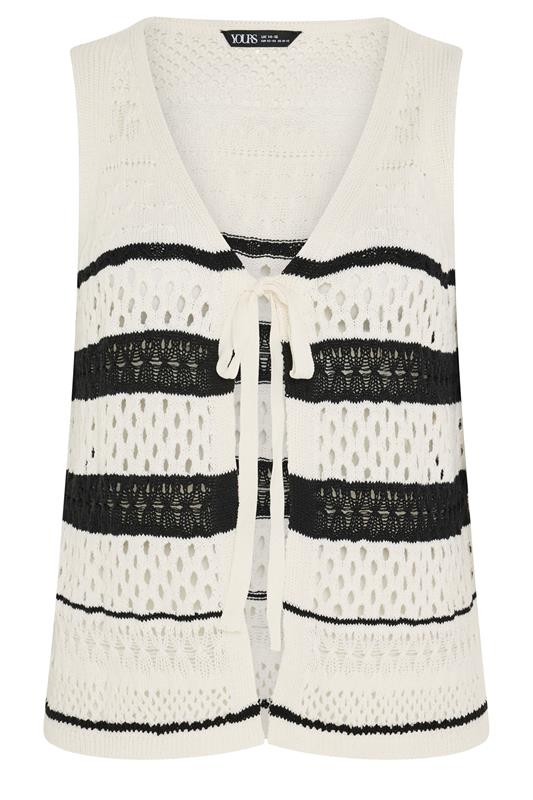YOURS Plus Size Stripe Crochet Waistcoat | Yours Clothing 5