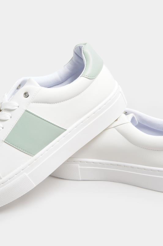 LIMITED COLLECTION Plus Size White & Mint Green Stripe Trainers In Wide EEE Fit | Yours Clothing  6
