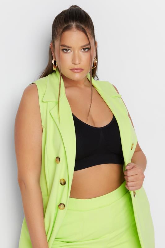 LIMITED COLLECTION Curve Lime Green Button Front Sleeveless Blazer 4