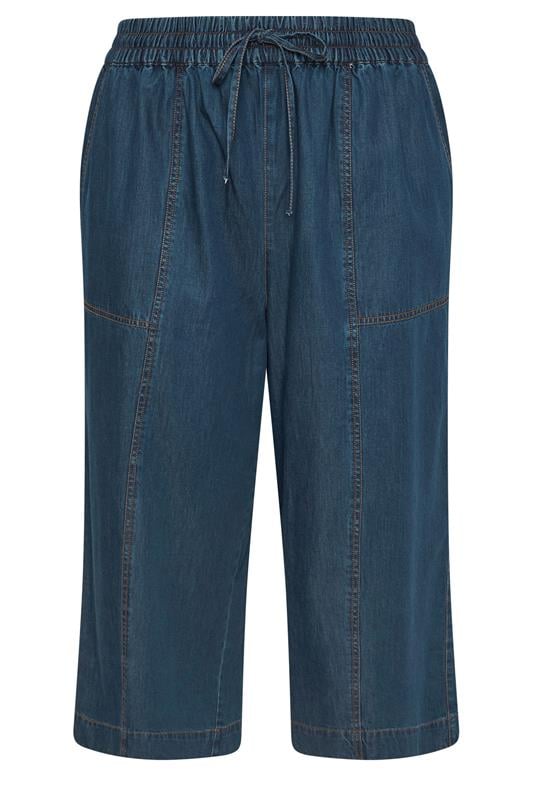 EVANS Plus Size Indigo Cotton Denim Crop Trouser | Evans 5