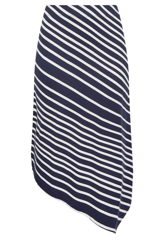 YOURS Curve Plus Size Navy Blue Stripe Asymmetric Skirt | Yours Clothing  4