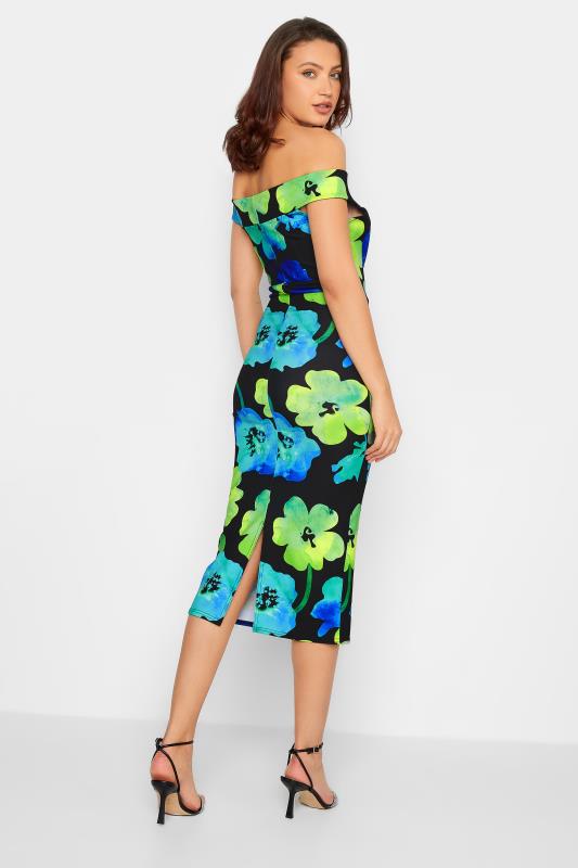 LTS Tall Women's Black Floral Bardot Midi Dress | Long Tall Sally 3