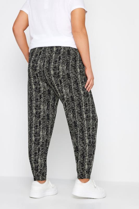 YOURS Plus Size Black Abstract Print Harem Style Joggers | Yours Clothing 3