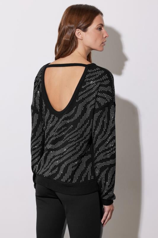 STAR Black Animal Diamante Embellished Jumper | StarByJM 6