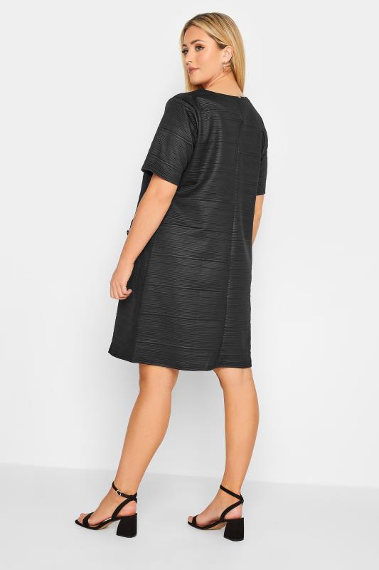 Plus Size Black Textured Pocket Dress | Yours Clothing 3