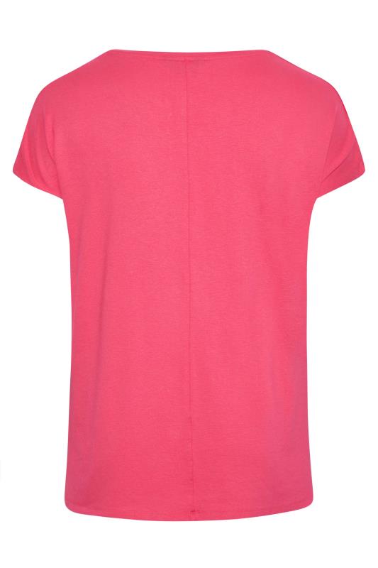 Curve Pink Floral Shoulder Detail T-Shirt 7