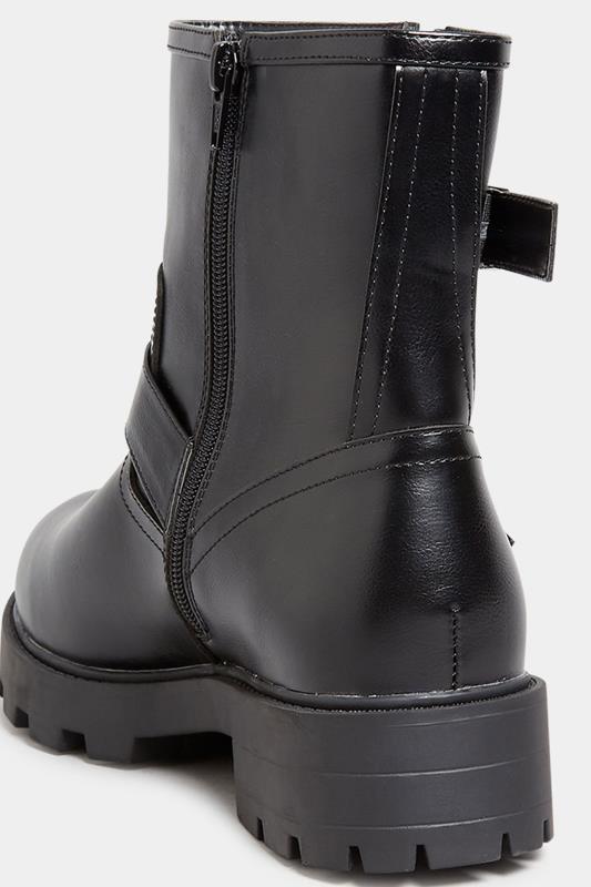 Black Buckle Biker Boot In Wide E Fit & Extra Wide EEE Fit | Yours Clothing 4