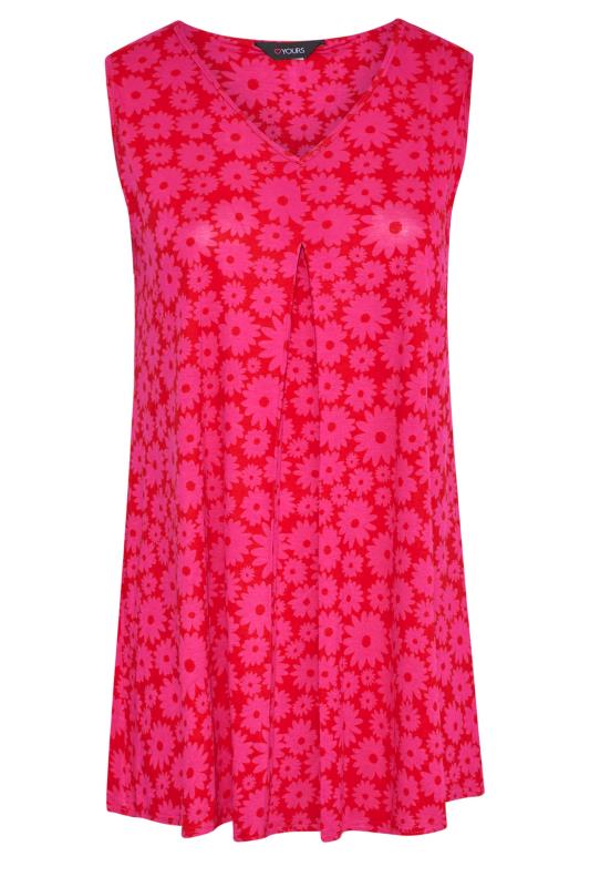 Plus Size Pink Floral Print Swing Vest Top | Yours Clothing  5