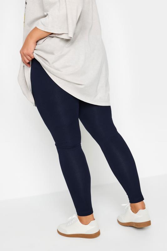 Plus Size Navy Blue Cotton Leggings | Yours Clothing 4