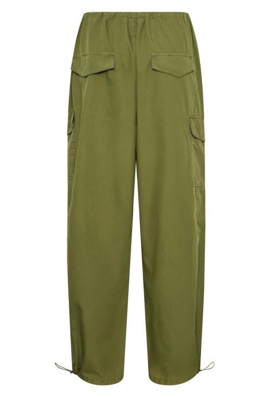 YOURS Curve Plus Size Khaki Green Cuffed Parachute Trousers | Yours Clothing  7