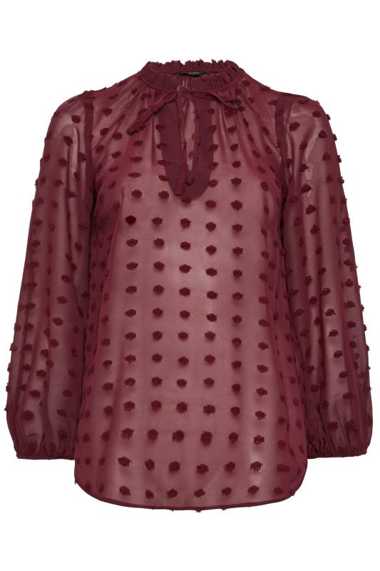 YOURS Curve Plus Size Wine Red Dobby Blouse | Yours Clothing  6