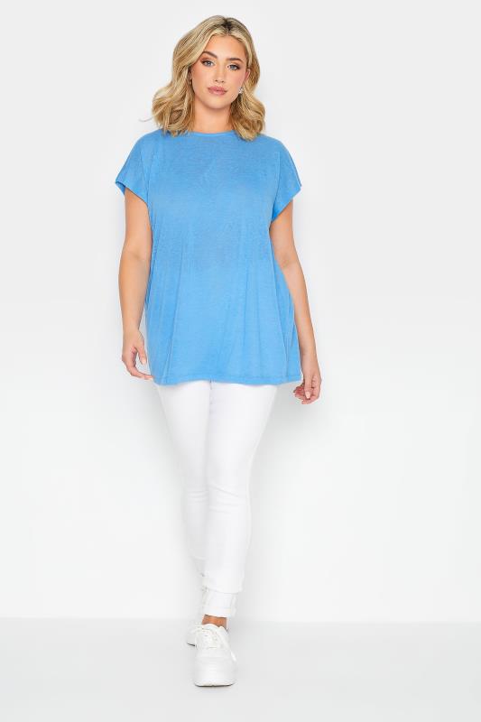 YOURS Curve Plus Size 2 PACK Blue & Pink Linen Look T-Shirt | Yours Clothing  4