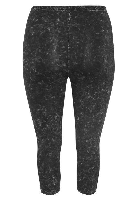 Plus Size Black Acid Wash Cropped Leggings | Yours Clothing  5