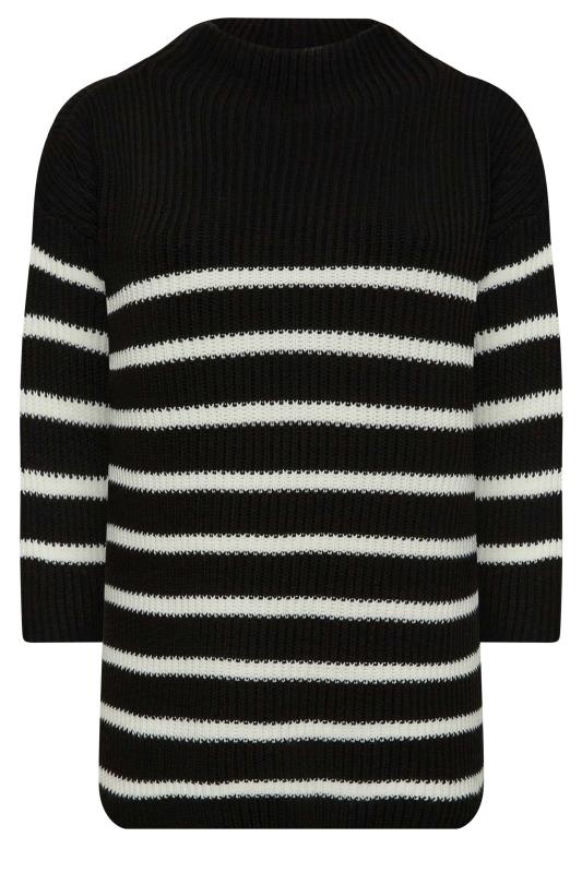 YOURS LUXURY Plus Size Black Stripe High Neck Jumper | Yours Clothing 7