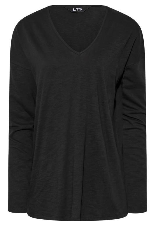 LTS Tall Black V-Neck Long Sleeve Cotton T-Shirt 5