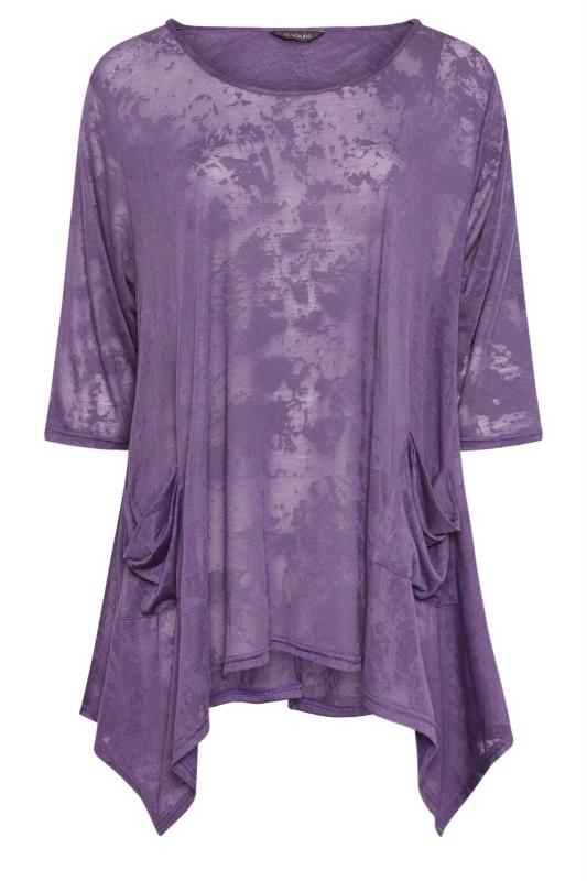 YOURS Plus Size Purple Hanky Hem Pocket Top | Yours Clothing 5