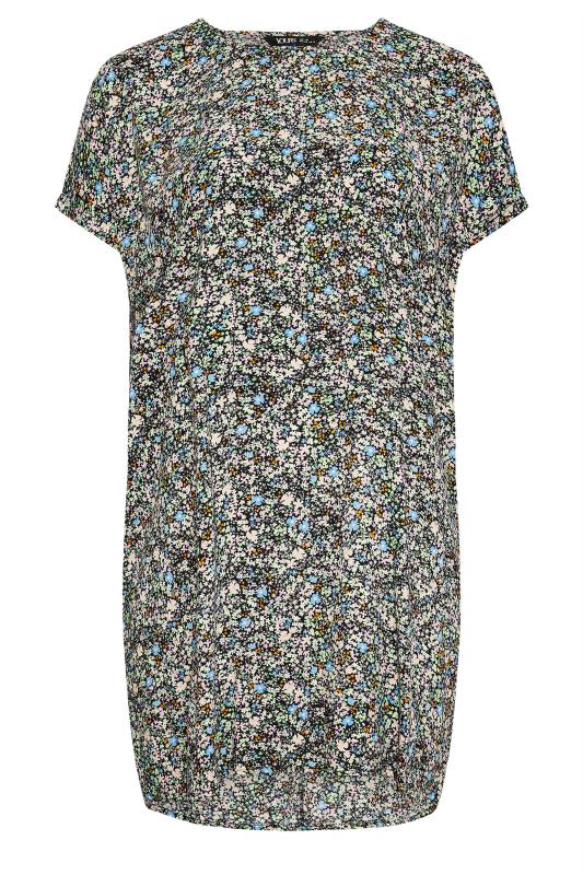 YOURS Plus Size Black Ditsy Floral Print Shift Dress | Yours Clothing 5