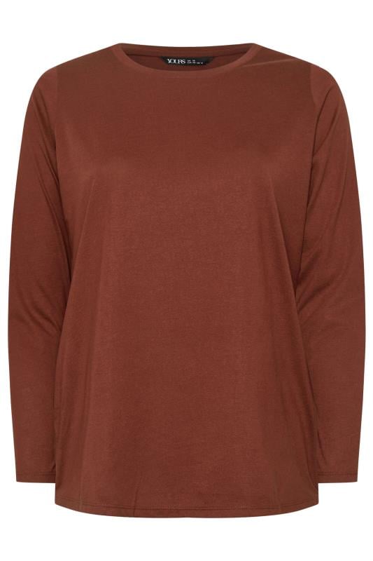 YOURS Plus Size 3 PACK Brown Long Sleeve T-Shirts | Yours Clothing  8