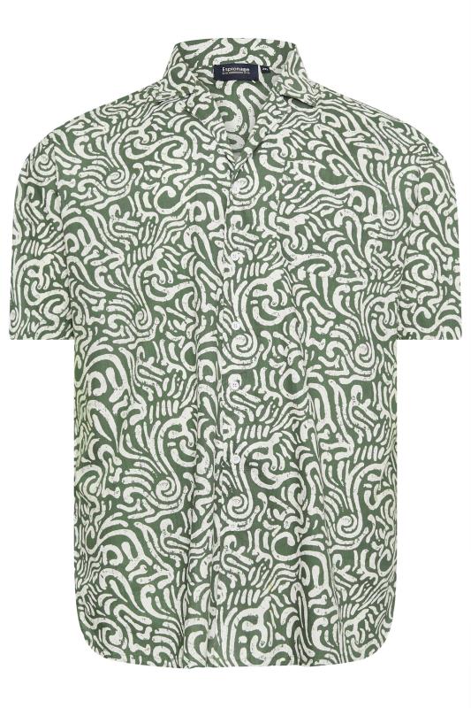 ESPIONAGE Big & Tall Olive Green Abstract Print Shirt | BadRhino 3