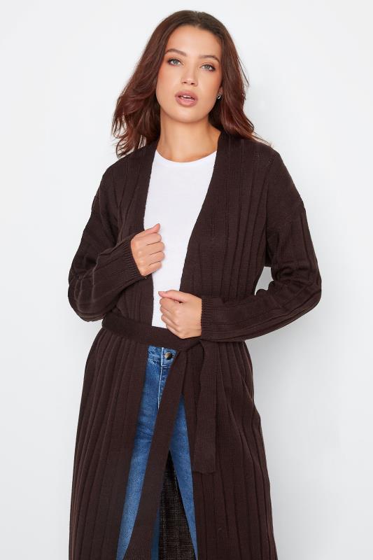 LTS Tall Women's Chocolate Brown Belted Knitted Maxi Cardigan | Long Tall Sally 4