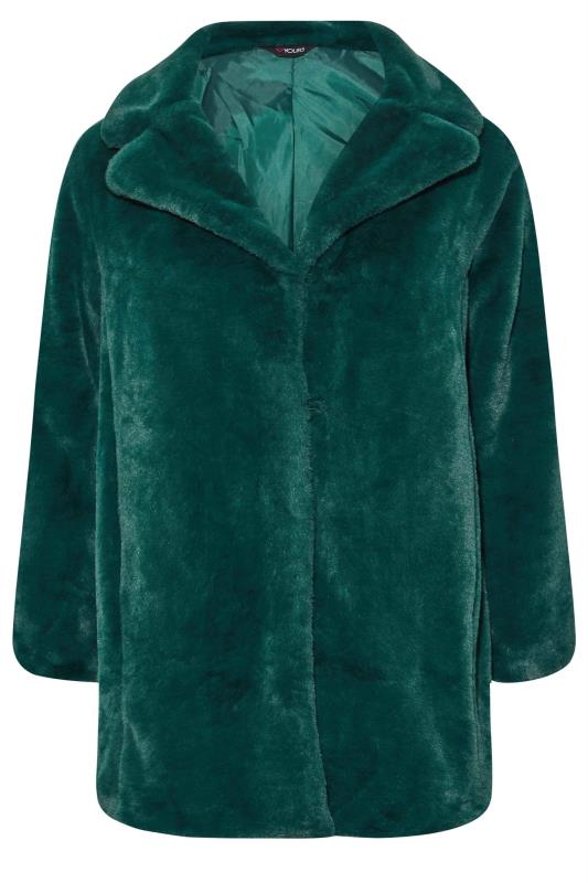 Plus Size Green Luxe Faux Fur Coat | Yours Clothing 6