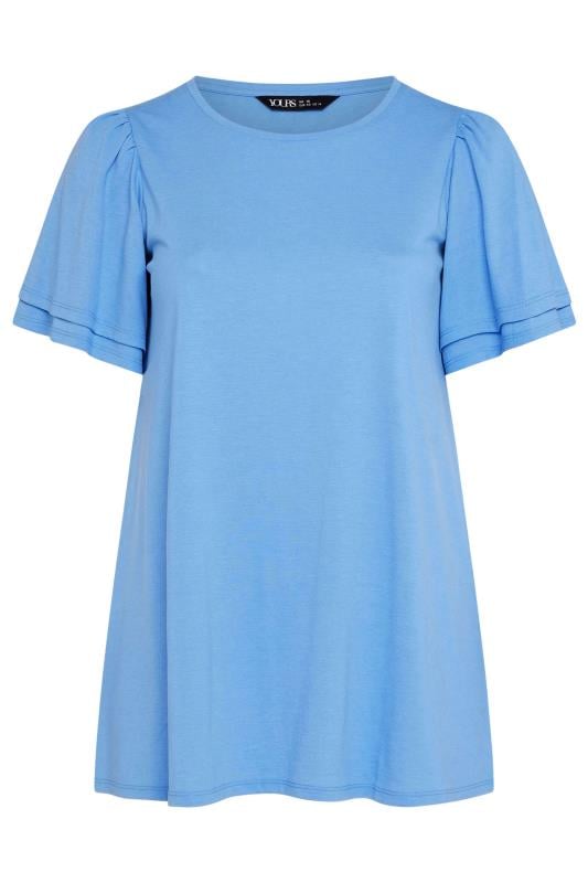 YOURS Plus Size Blue Double Angel Sleeve T-Shirt | Yours Clothing  6