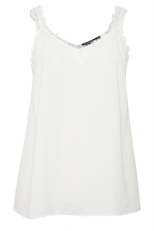 EVANS Plus Size Ivory White Lace Trim Cami Vest Top | Evans 5
