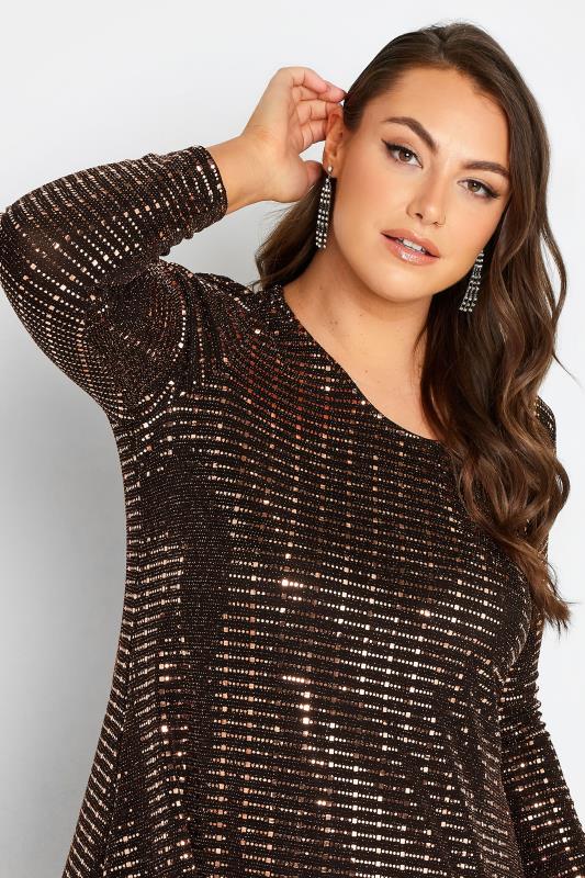 YOURS LONDON Plus Size Black & Gold Metallic Swing Dress | Yours Clothing 4