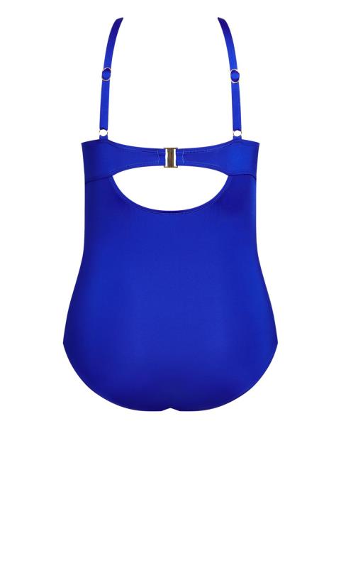 Evans Cobalt Blue Cut Out Plunge Swimsuit | Evans 6