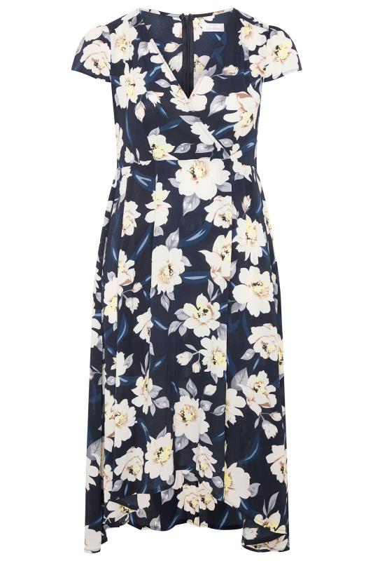 YOURS LONDON Navy & White Floral Wrap Dress | Yours Clothing