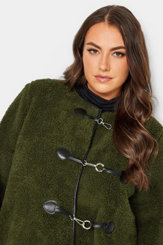 YOURS LUXURY Plus Size Green Faux Fur Toggle Jacket | Yours Clothing 4