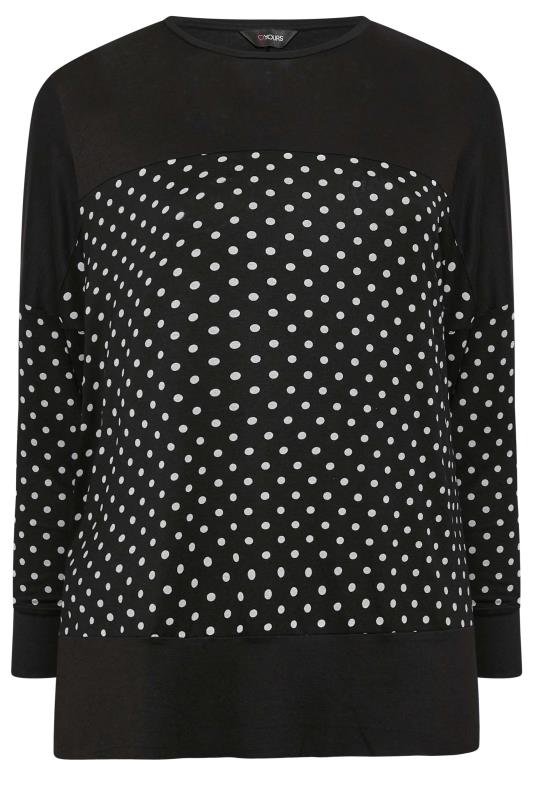 Plus Size Black Spot Print Long Sleeve Top | Yours Clothing 6