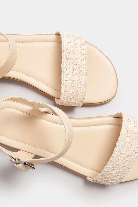 White Raffia Sandals In Extra Wide EEE Fit | Yours Clothing 5