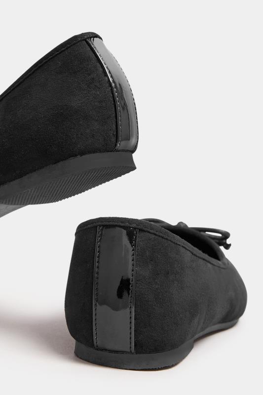 Black Chisel Toe Ballerina Pumps In Extra Wide EEE Fit | Yours Clothing  4
