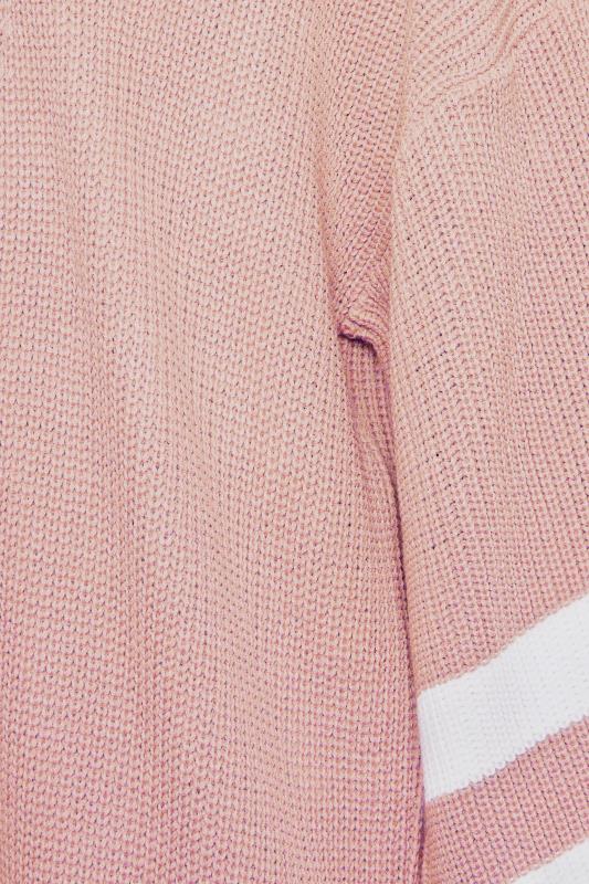 YOURS Plus Size Curve Light Pink Varisty Balloon Sleeve Cardigan | Yours Clothing  5