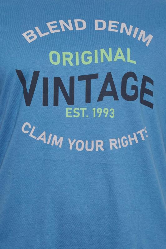BLEND Big & Tall Blue Vintage Logo Print T-Shirt | BadRhino 2