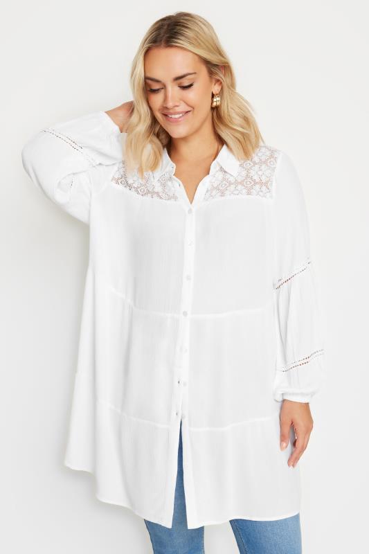 YOURS Plus Size White Tiered Shirt | Yours Clothing 2